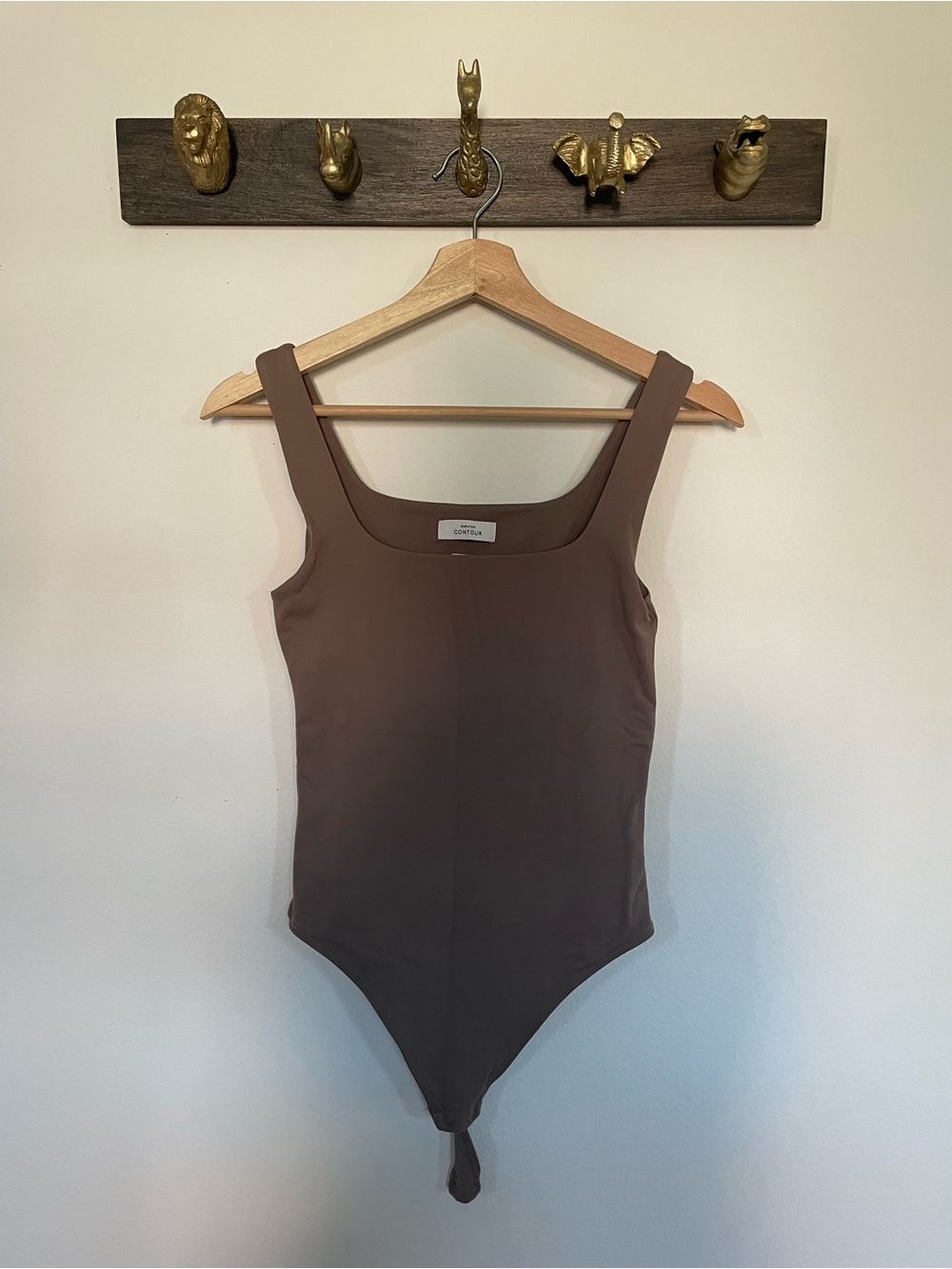 Babaton Contour Taupe Square-Neck Bodysuit
